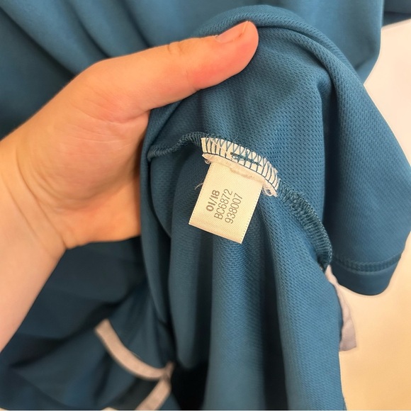 Adidas Golf Men’s Three Stripes Blue Colorblock Polo Shirt Medium Performance - Picture 4 of 6